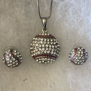 Baseball necklace and earrings
